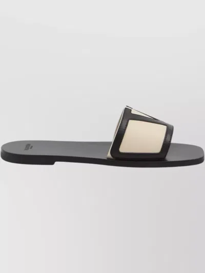 Valentino Garavani Nappa Leather Slide Sandals With Rubber Sole In Black