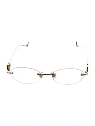 Pre-owned Valentino Garavani Narrow Eyeglasses In Gold