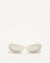 Valentino Narrow Oval Acetate Frame Woman Ivory/silver 57 In Ivory/silver