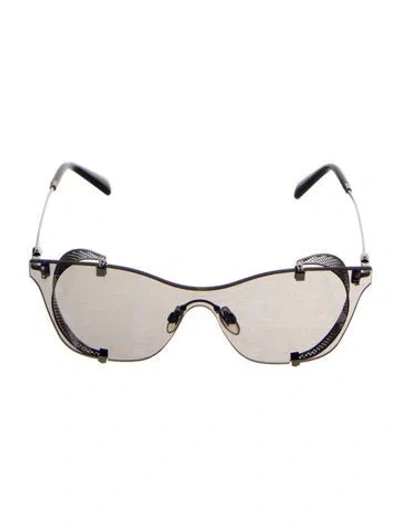 Pre-owned Valentino Narrow Tinted Sunglasses In Silver