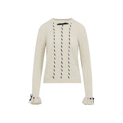 VALENTINO NATURAL CABLE-KNIT SWEATER