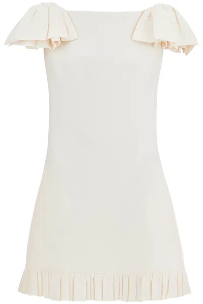 VALENTINO VALENTINO NATURAL CREPE DRESS WITH PLEATED HEM