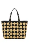 Valentino Garavani Mini Embroidered Raffia Rockstud Handbag In Pattern