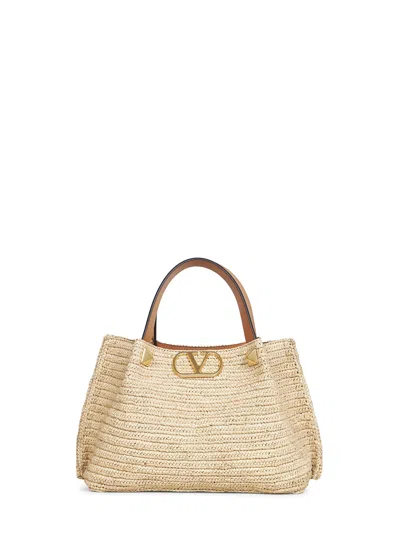 Valentino Garavani Natural  Small Shopping Bag In Brown