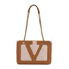 Valentino Garavani Woven Textured Leather Shopper Bag In Brown