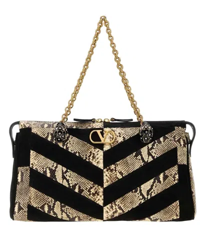 Valentino Garavani Natural/black Panthea Large Shoulder Bag In Red