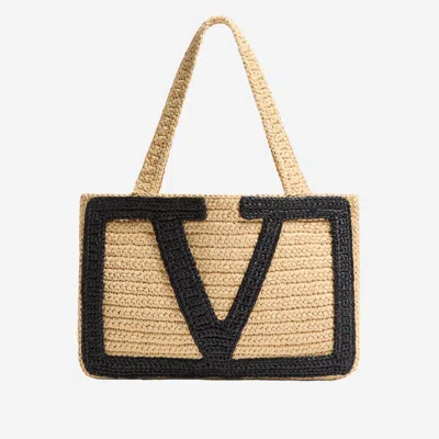 Valentino Garavani Natural/black Viva Superstar Medium Tote In Red