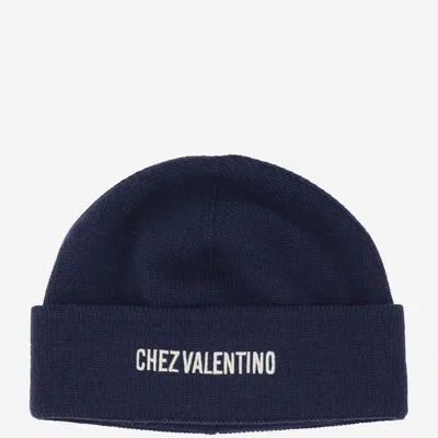 Valentino Garavani Navy Blue Beanie With Logo