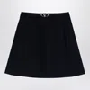 Valentino Elegant Navy Mini Skirt With Vlogo Waistband In Navy