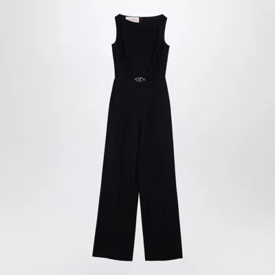 Valentino Navy Blue Wool Suit In Black