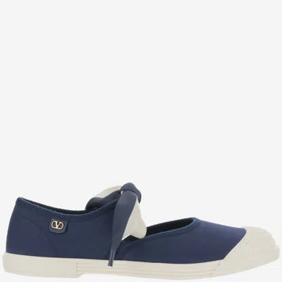 Valentino Garavani Navy Blue Canvas Ballet Sneakers
