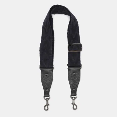 Pre-owned Valentino Garavani Navy Blue Chevron Jacquard Bag Shoulder Strap