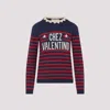 Valentino Knitwear Sweater Asymmetric Neck Design In Blue