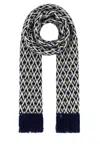 Valentino Wool Chevron Knit Scarf With Fringed Ends In Multicolor