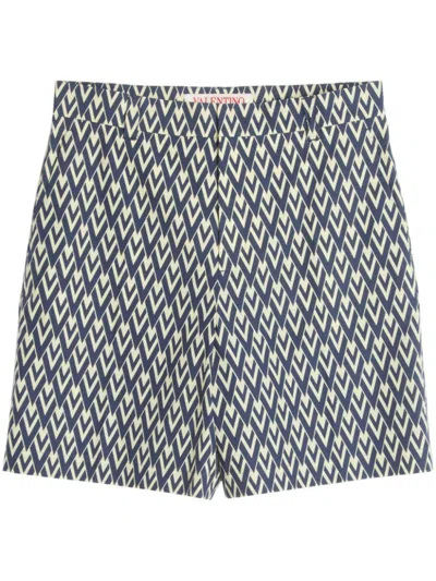 VALENTINO NAVY BLUE COTTON BERMUDA SHORTS