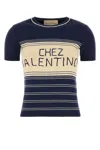 Valentino Garavani Women Navy Blue Cotton Sweater In Blue