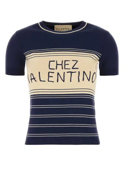 VALENTINO NAVY BLUE COTTON SWEATER