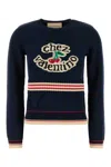 Valentino Cotton Sweater Crew Neck Long Sleeves In Blue