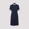Valentino Structured Midi Dress With High Collar In Blue