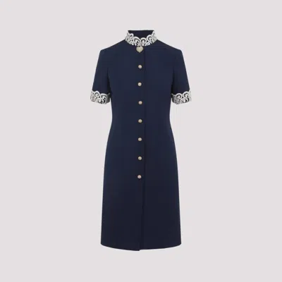 Valentino Navy Blue Crepe Couture Midi Dress