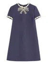 Valentino Navy Blue Crepe Couture Mini Dress In Blue