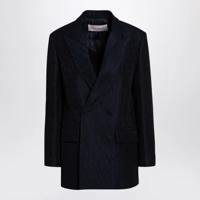 VALENTINO VALENTINO NAVY BLUE DOUBLE-BREASTED JACKET TOILE ICONOGRAPHE WOMEN
