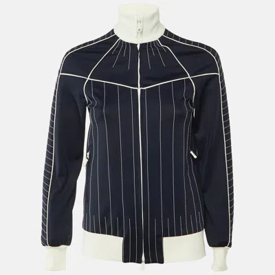 Pre-owned Valentino Navy Blue Jersey Contrast Stitch Track Jacket S