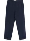 Valentino Tailored Blue Linen Trousers With Concealed Fastening In Navy Blue
