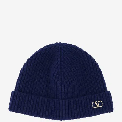 Valentino Garavani Navy Blue Logo Beanie Hat