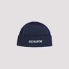 Valentino Cotton And Wool Blend Beanie With Turn-up Brim In Blue