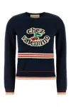 Valentino 'atelier Crew Neck Knitwear With Ribbed Hem And Cuffs' In Blue