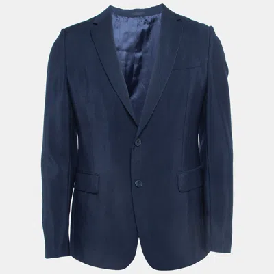 Pre-owned Valentino Navy Blue Mohair Wool Single Breasted Blazer S