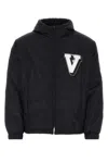 Valentino Navy Blue Nylon Jacket In Blue