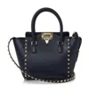 Valentino Navy Blue Rivet Handbag In Black