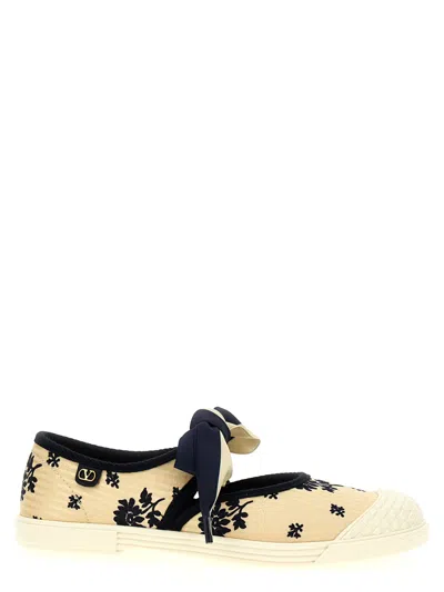 Valentino Garavani Navy Blue Round Toe Sneakers