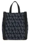Valentino Structured Iconographe Shopping Bag In Navy Blue