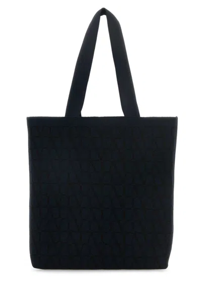 VALENTINO GARAVANI NAVY BLUE TOILE ICONOGRAPHE TOTE BAG