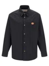 Valentino Garavani Man Shirt Black Size 38 Polyester, Elastomultiester In Navy Blue