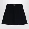 Valentino Elegant Navy Mini Skirt With Vlogo Waistband In Blue