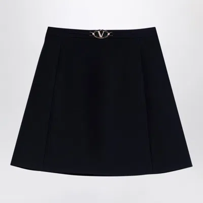 Valentino Navy Blue Virgin Wool Miniskirt Women