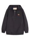 Valentino Garavani Nylon Hooded Jacket With Drawstring In Blue