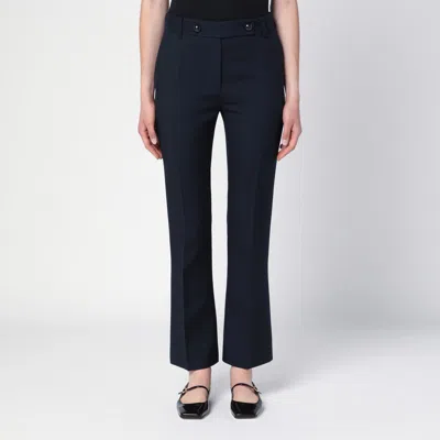 Valentino Navy Blue Wool And Silk Trousers