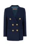 Valentino Navy Blue Wool Blazer In Indaco