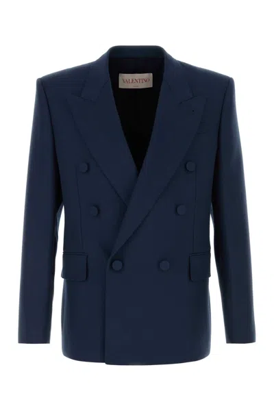 Valentino Wool Gabardine Jacket In Blue