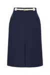 Valentino Skirt Wool Blend Belted Waist In Blue