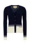 Valentino Garavani Women Navy Blue Wool Cardigan In Blue