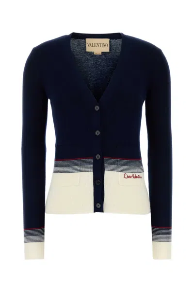 Valentino Navy Blue Wool Cardigan