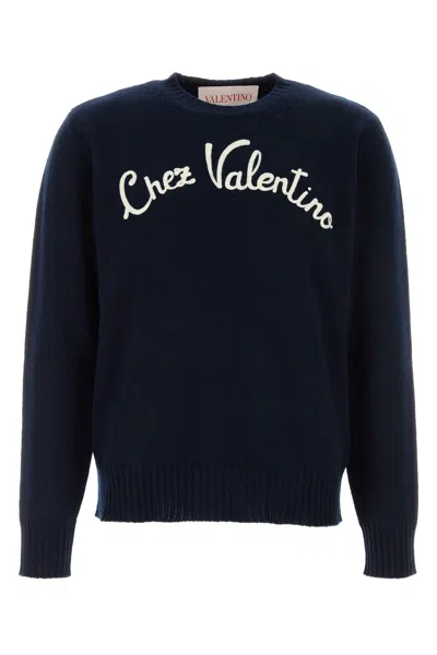 VALENTINO NAVY BLUE WOOL SWEATER