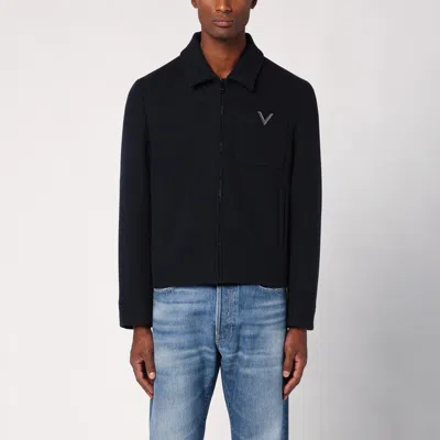 VALENTINO VALENTINO NAVY BLUE WOOL ZIPPED JACKET