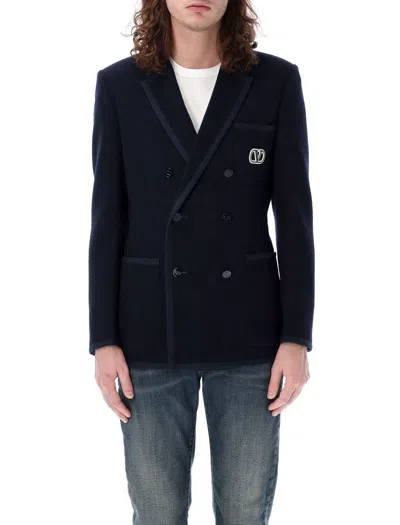 Valentino Navy Bouclé Wool Jacket For Men